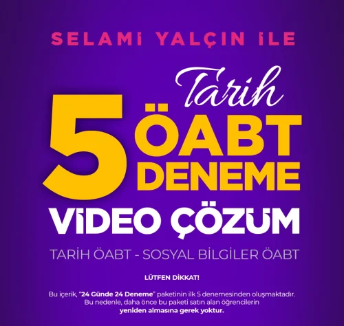 Tarih ÖABT Alan Bilgisi - Sosyal Bilgiler ÖABT Tarih 5 Deneme Soru Çözüm Video Ders - Selami Yalçın