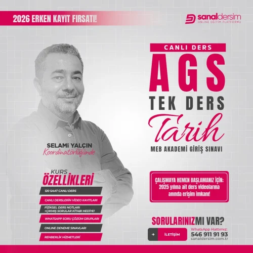 2026 MEB AGS Tarih Uzaktan Eğitim Canlı Ders Paketi - Selami Yalçın