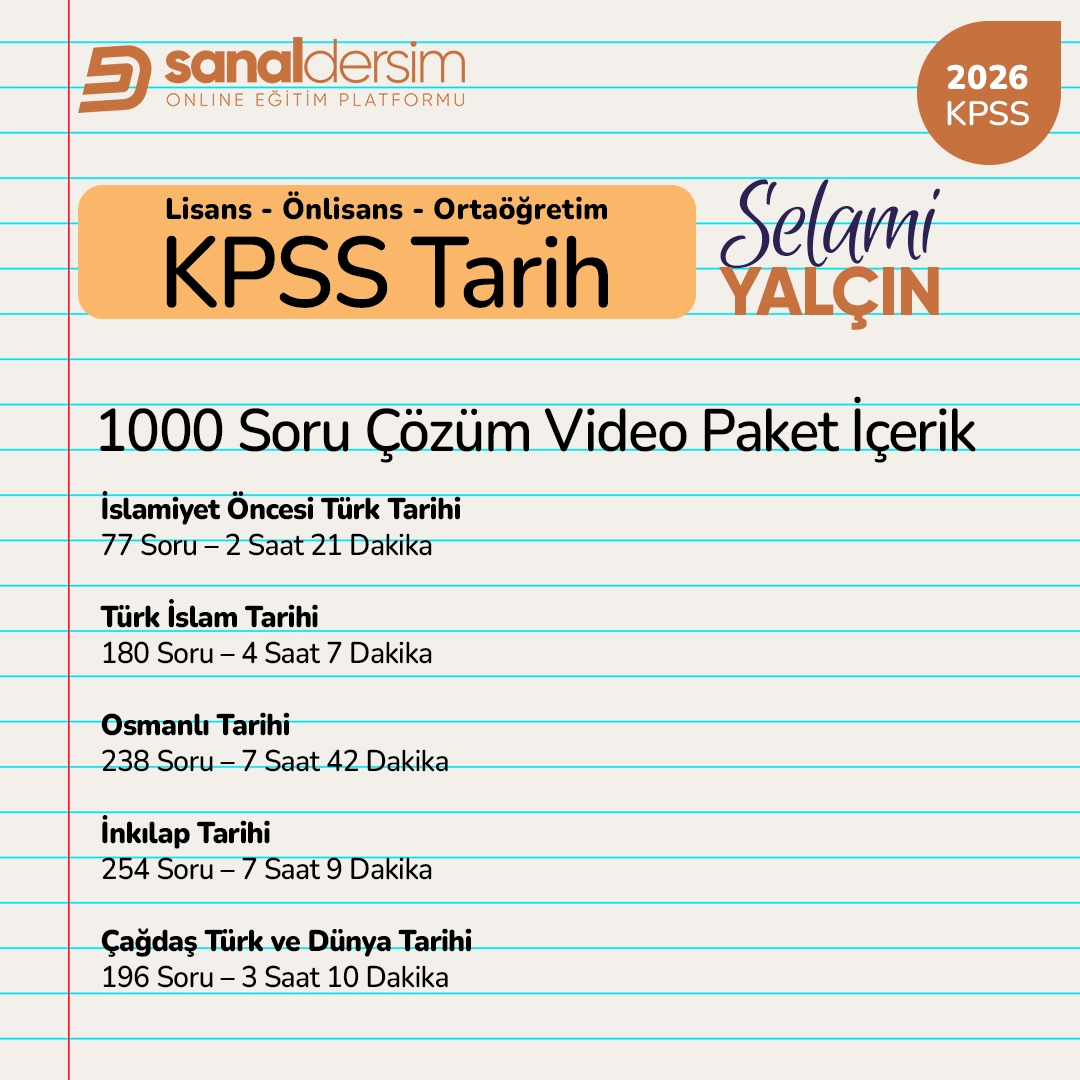 2026 KPSS Genel Kültür Tarih - 1000 Soru Çözüm Video Ders Paketi - Görsel 2
