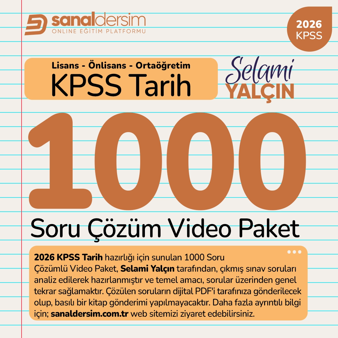 2026 KPSS Genel Kültür Tarih - 1000 Soru Çözüm Video Ders Paketi