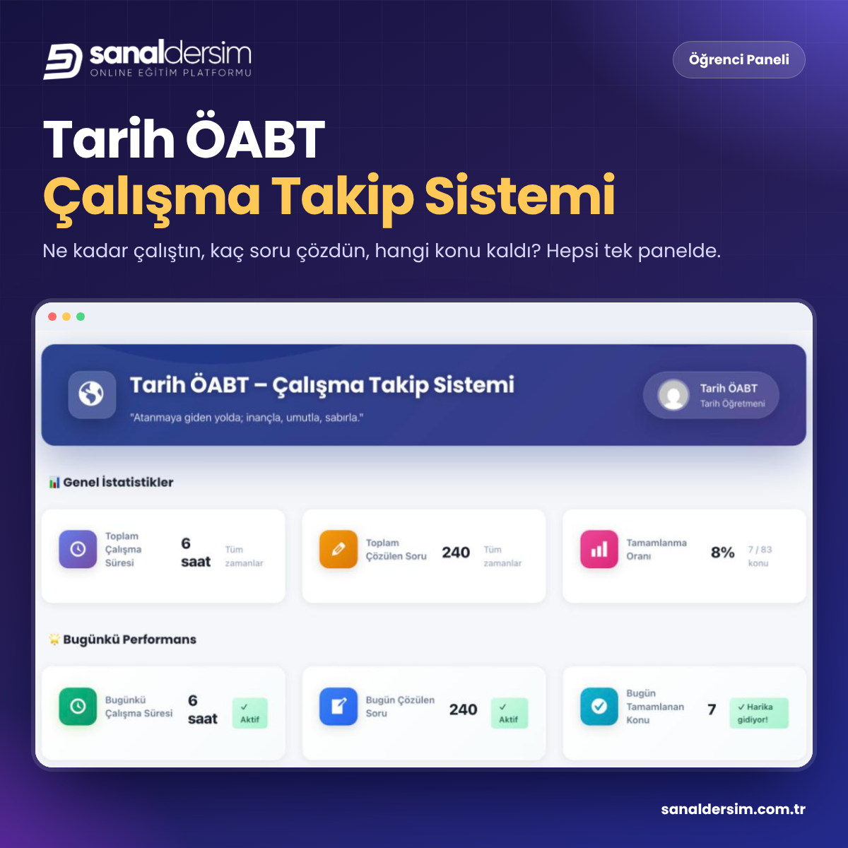 Tarih ÖABT 2027 – Çalışma Takip Sistemi