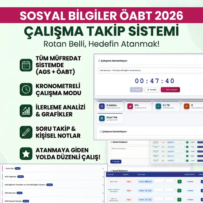 Sosyal Bilgiler ÖABT 2026 – Çalışma Takip Sistemi