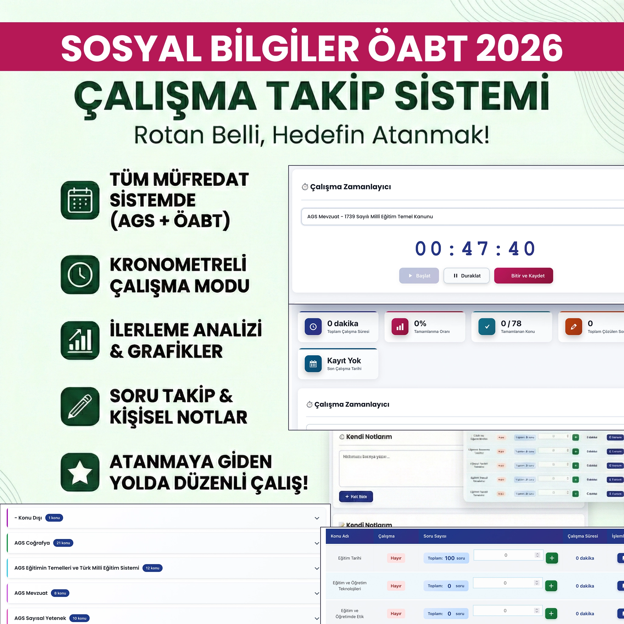 Sosyal Bilgiler ÖABT 2026 – Çalışma Takip Sistemi