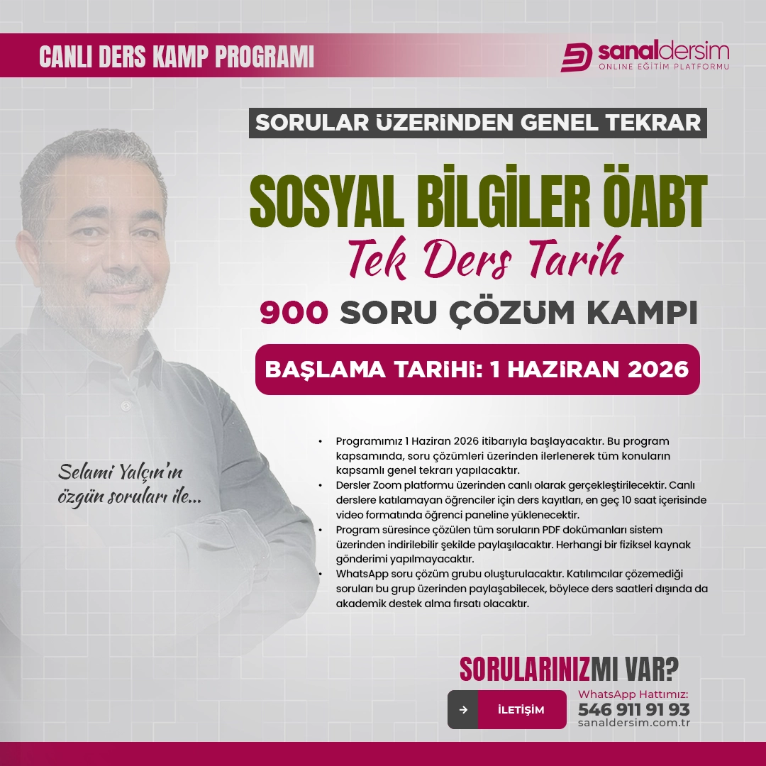 Sosyal Bilgiler ÖABT Tarih 2026 – Genel Tekrar Soru Çözüm Kampı – Selami Yalçın – Canlı Ders