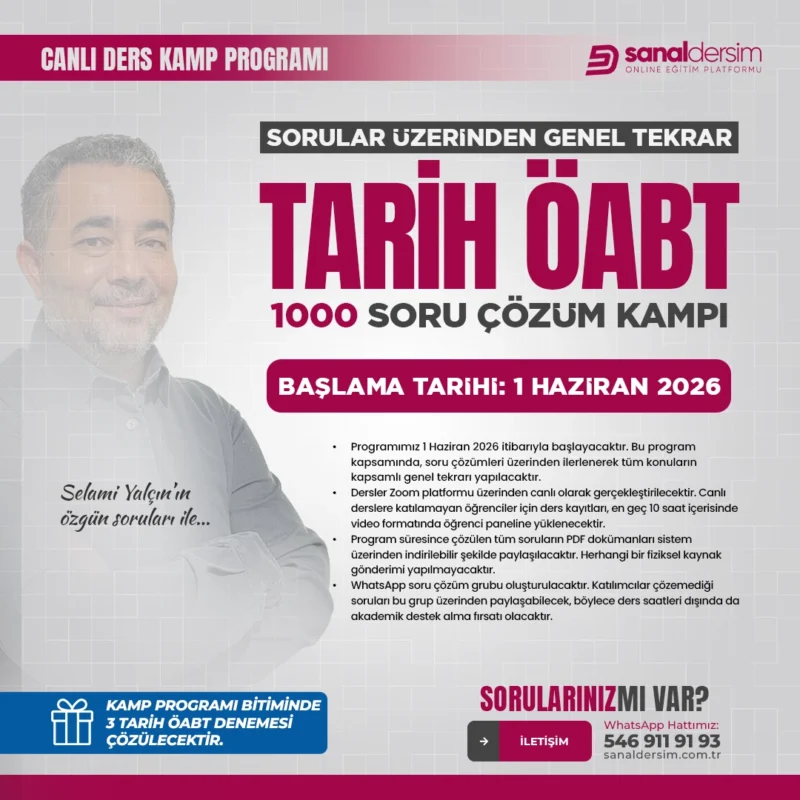 Tarih ÖABT 2026 - Genel Tekrar Soru Çözüm Kampı – Selami Yalçın - Canlı Ders