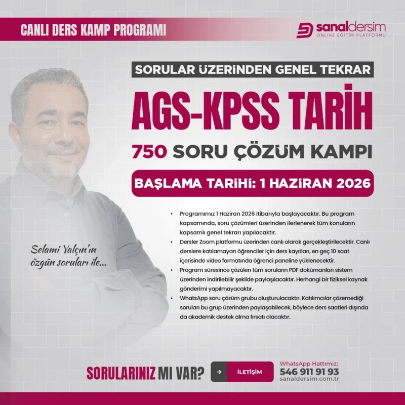 AGS - KPSS Tarih 2026 - Genel Tekrar Soru Çözüm Kampı – Selami Yalçın (Canlı Ders)